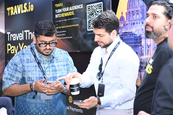 Guests exploring the Travls card at TOKEN2049 Singapore