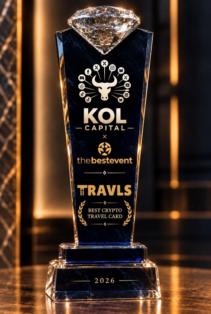 The KOL Capital Award trophy for Best Crypto Travel Card in Singapore