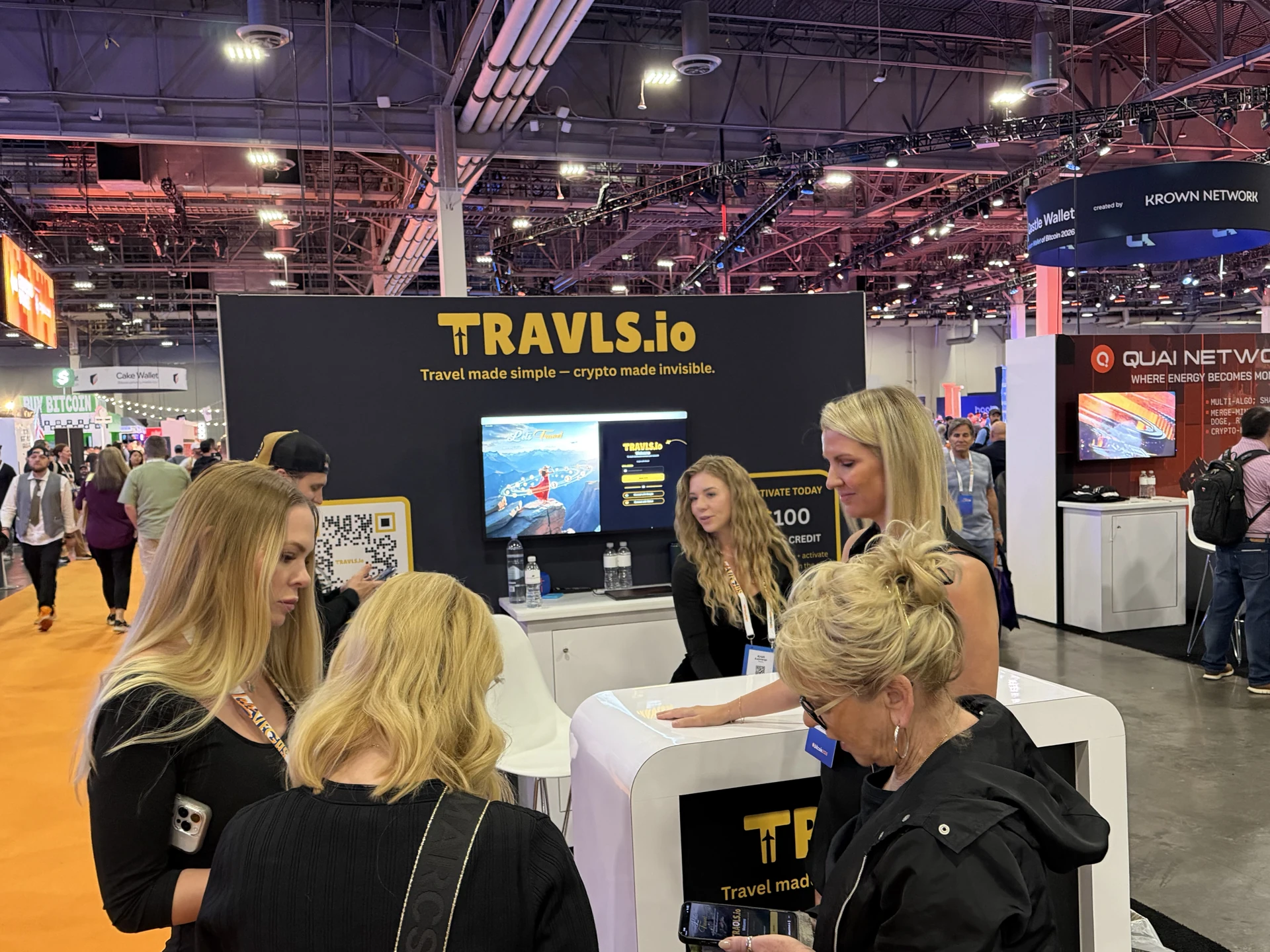 Conversations at the Travls booth during BTC Vegas