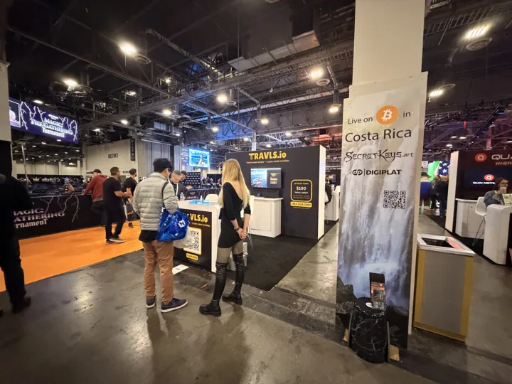 A view across the BTC Vegas exhibition floor towards the Travls stand